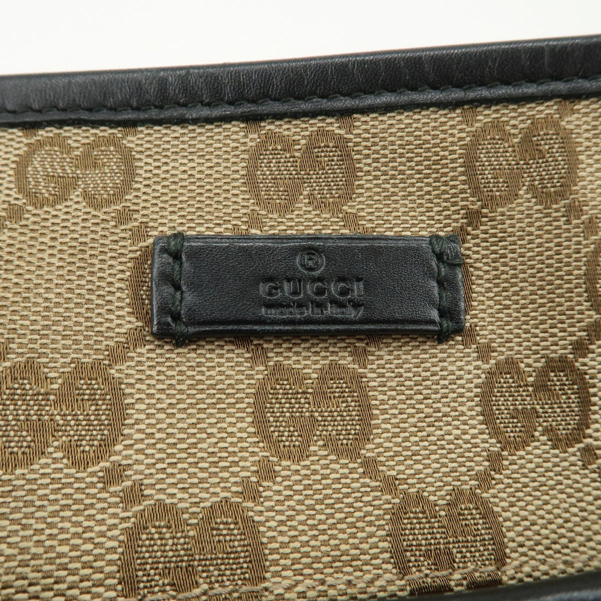 GUCCI Sherry GG Canvas Leather Shoulder Bag Beige Black 388926 Auth Used F/S17