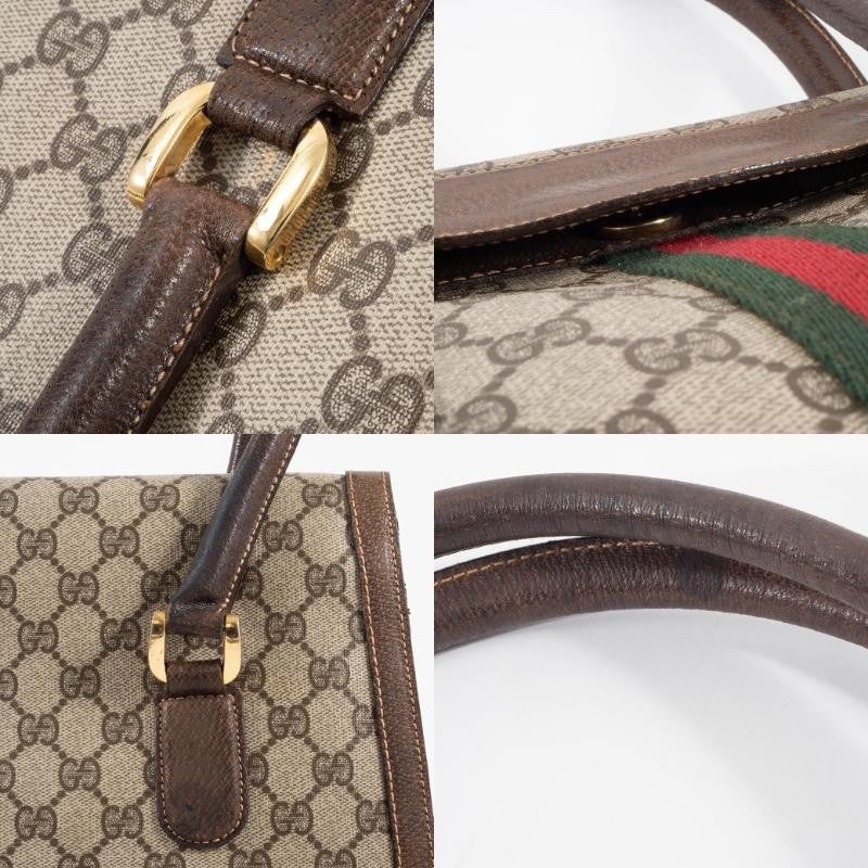 GUCCI Old Gucci Web Line Sherry Handbag Shoulder Interlocking Preowned Auth12