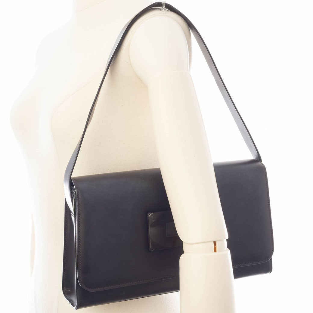 GUCCI Old Gucci Underarm Shoulder Bag Dark Brown Leather Vintage Preowned Auth18