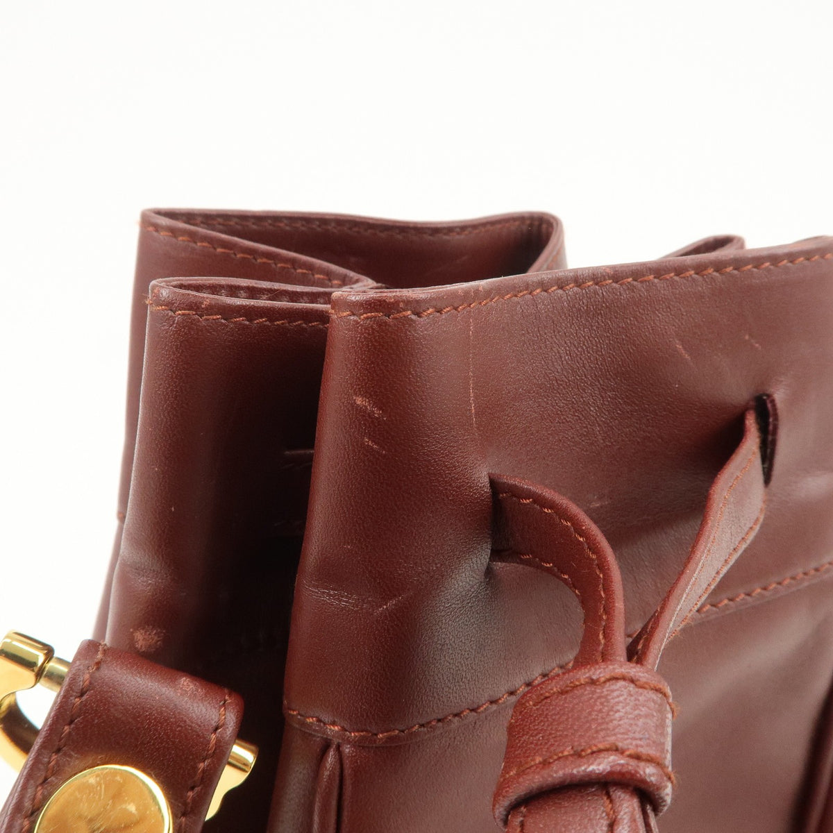 Cartier Must de Cartier Calf Leather Shoulder Bag Burgundy Authentic Used F/S17
