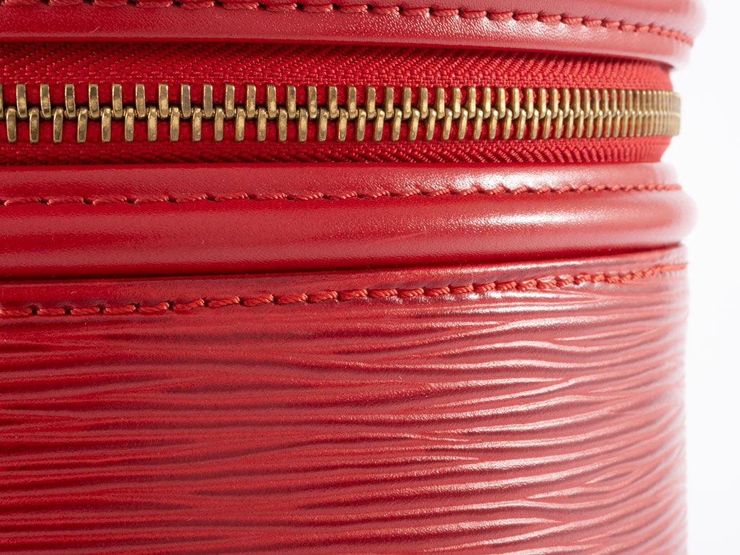 Auth Louis Vuitton Bag Cannes Vanity Bag Epi Castilian Red M48037 Reuse Used18