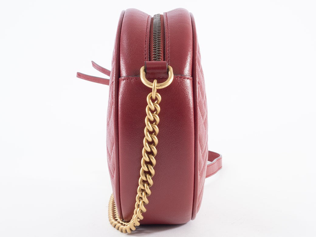 GUCCI GG Marmont Chain Shoulder Bag Red Round Heart Woman 550154 Preowned Auth5