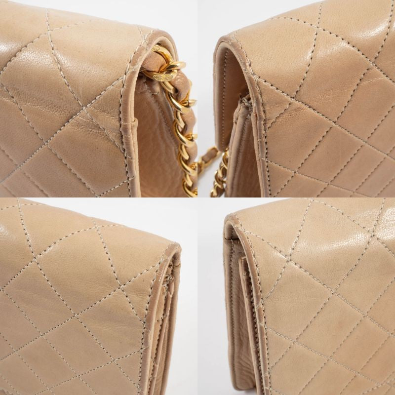 CHANEL Matelasse Womens Chain Shoulder Bag Beige Leather Vintage Preowned20
