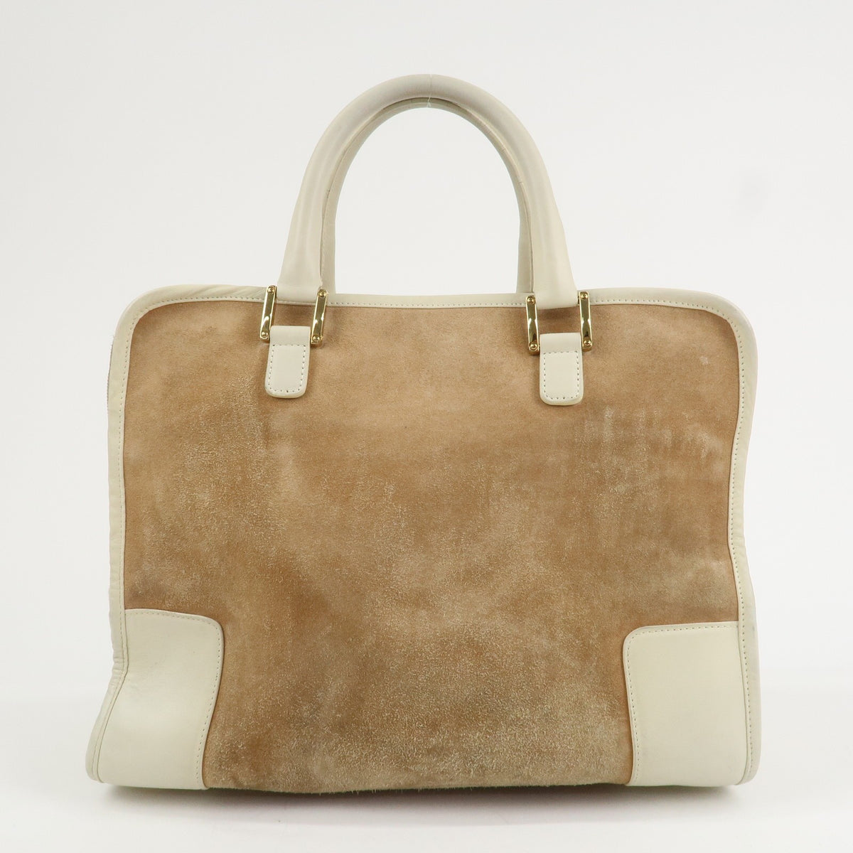 LOEWE Anagram Leather Amazona 32 Hand Bag Tote Bag Beige Ivory Auth Used F/S1