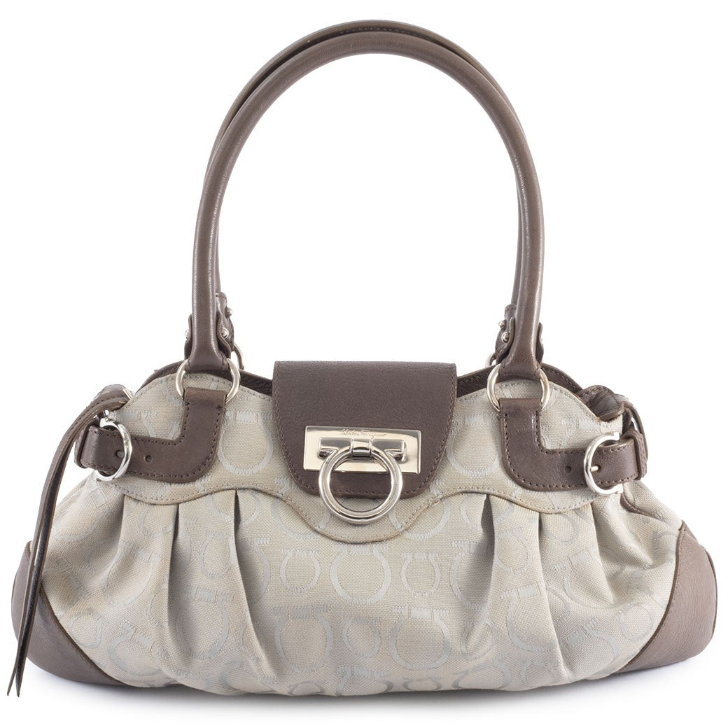 Salvatore Ferragamo Bag Gancini Canvas Handbag AU216326 Reuse Used Preowned0