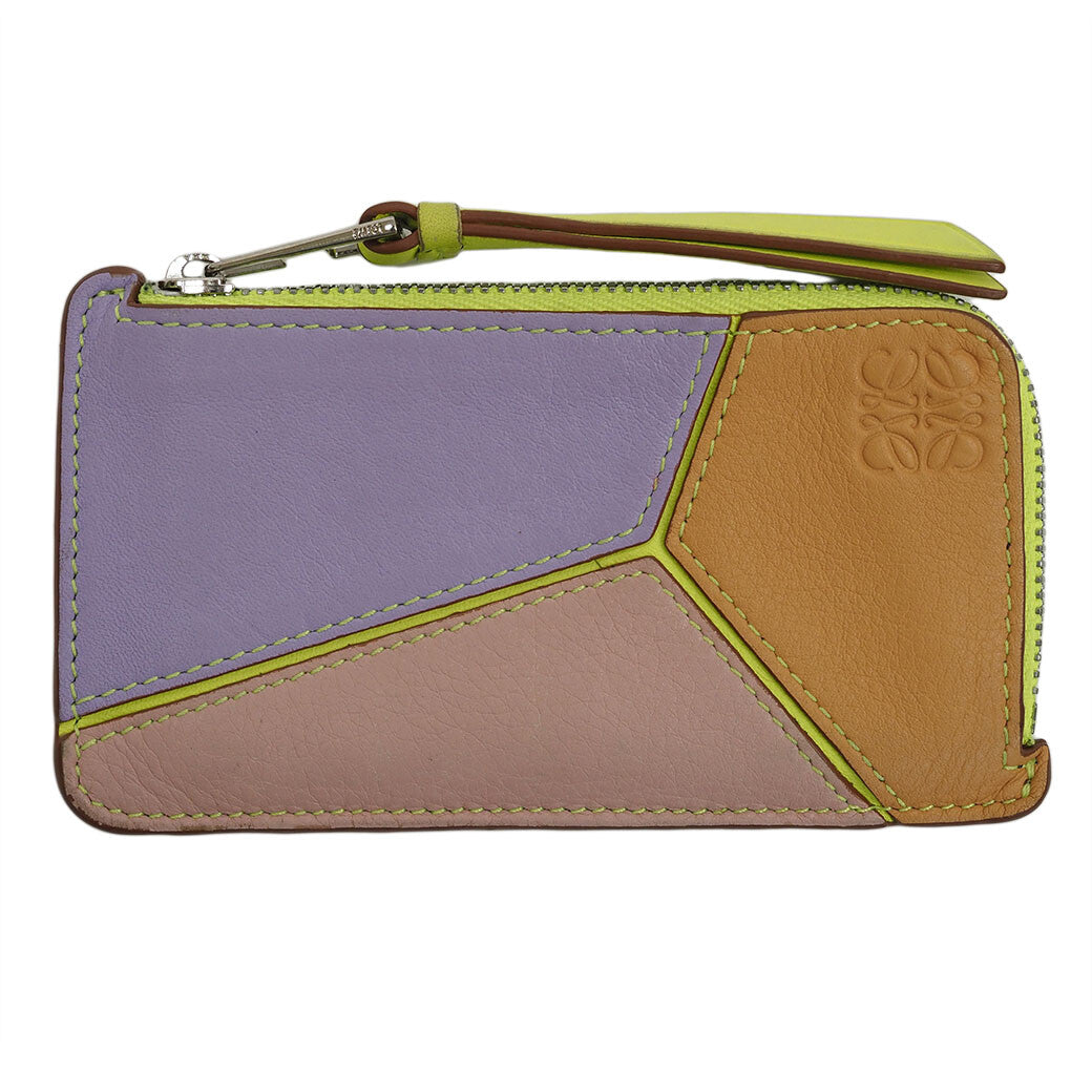 LOEWE Puzzle Stitch Coin Card Holder Multi Color Leather Wallet Preowned Auth0