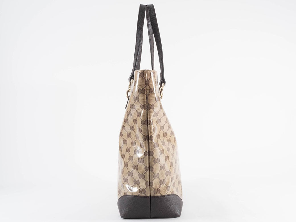 GUCCI GG Crystal Canvas Tote Bag Beige Leather A4 size 353706 Preowned Auth5