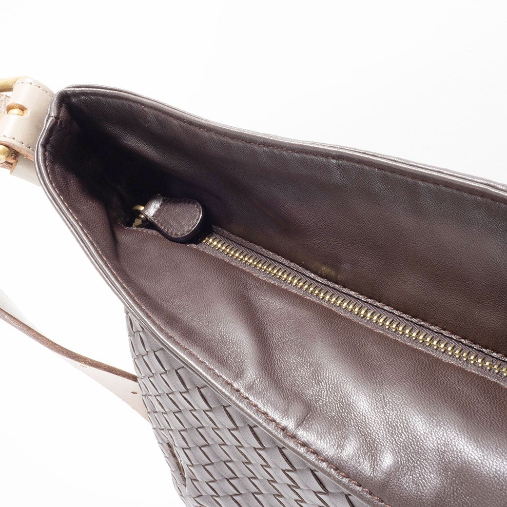 BOTTEGA VENETA Intrecciato Dark Brown Leather Crossbody Shoulder Bag Preowned14