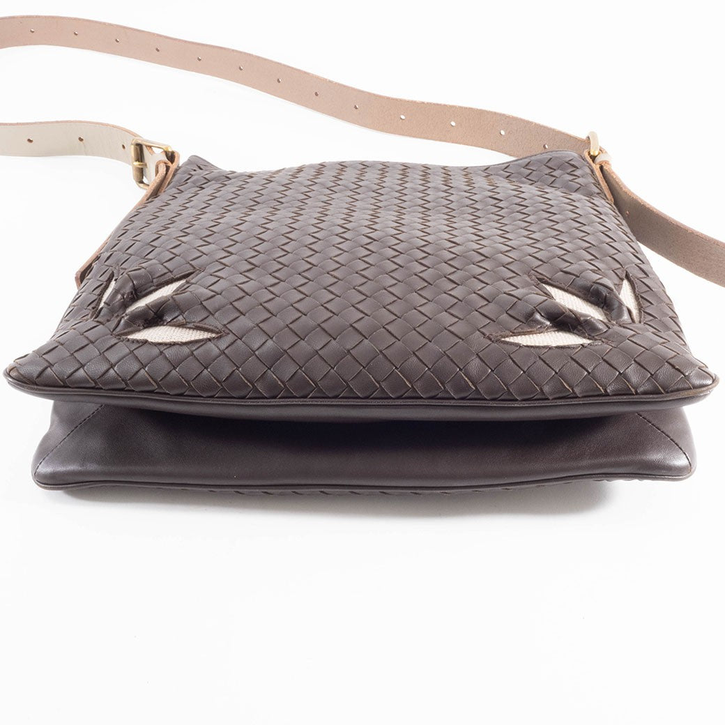 BOTTEGA VENETA Intrecciato Dark Brown Leather Crossbody Shoulder Bag Preowned9