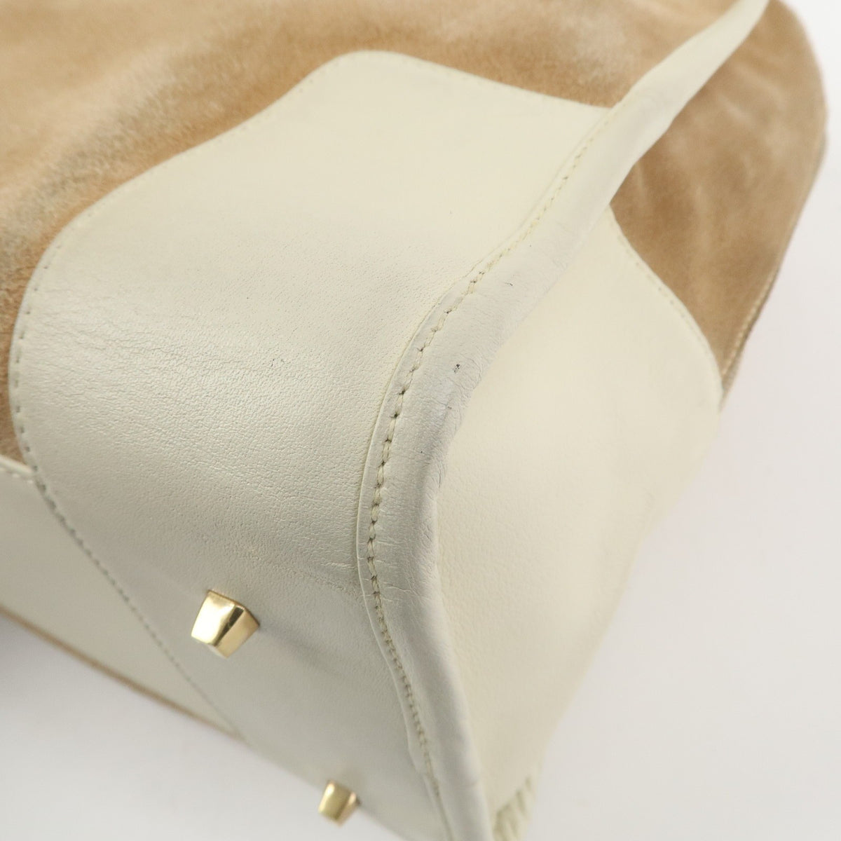LOEWE Anagram Leather Amazona 32 Hand Bag Tote Bag Beige Ivory Auth Used F/S9
