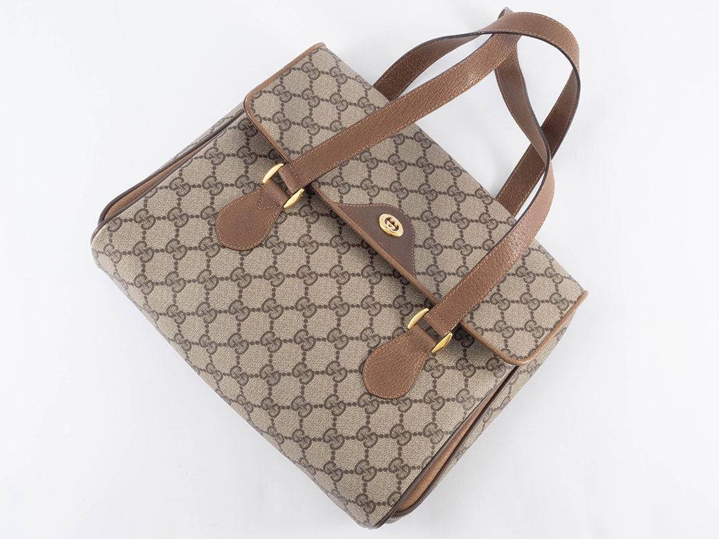 Gucci Bag GG Plus Handbag Shoulder bag Flap Beige Brown 116 02 080 Reuse Used21