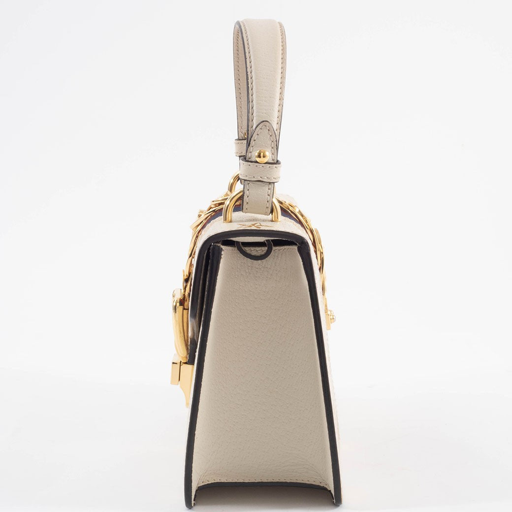 GUCCI Bee Star Mini Sylvie Convertible Handbag White Crossbody 470270 Preowned7