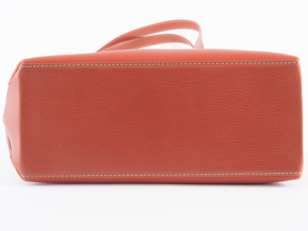 LOEWE Velazquez Shoulder Tote Bag Orange Leather Twisted Hardware Preowned12