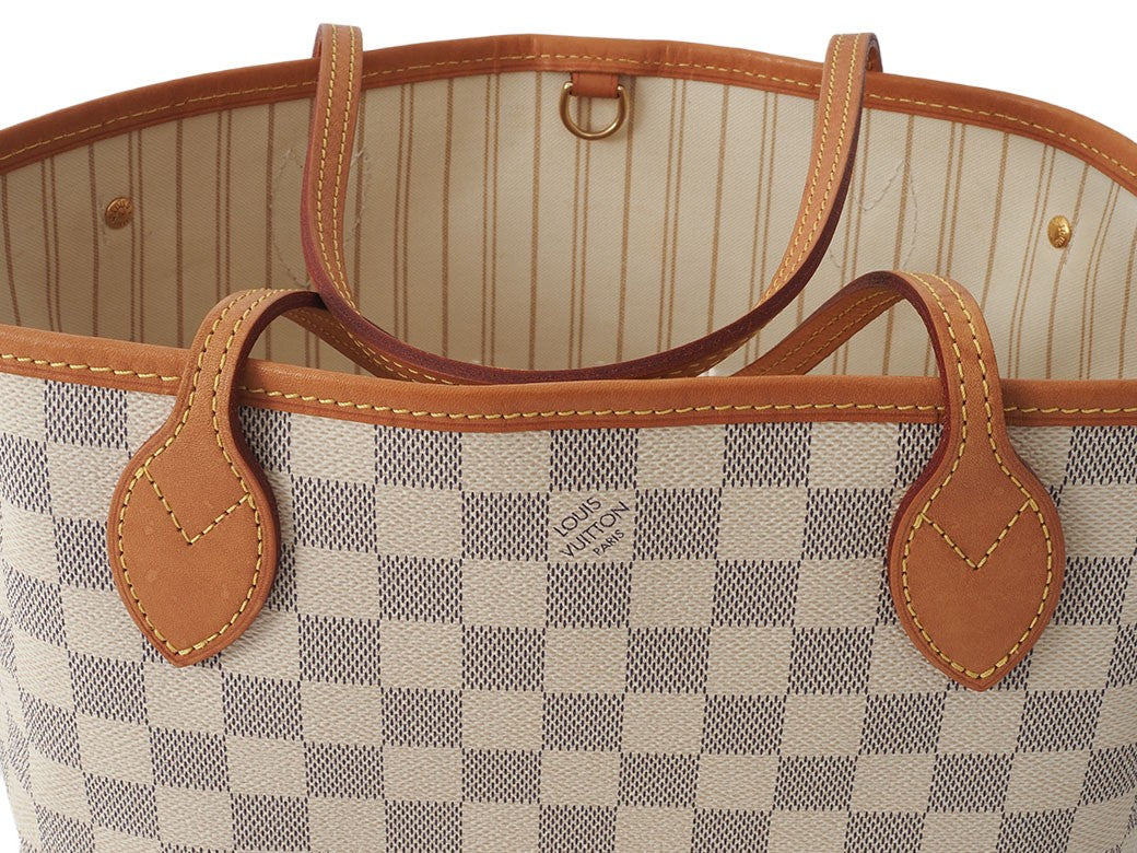 LOUIS VUITTON Neverfull PM Damier Azur N40605 White Shoulder Tote Bag Preowned5