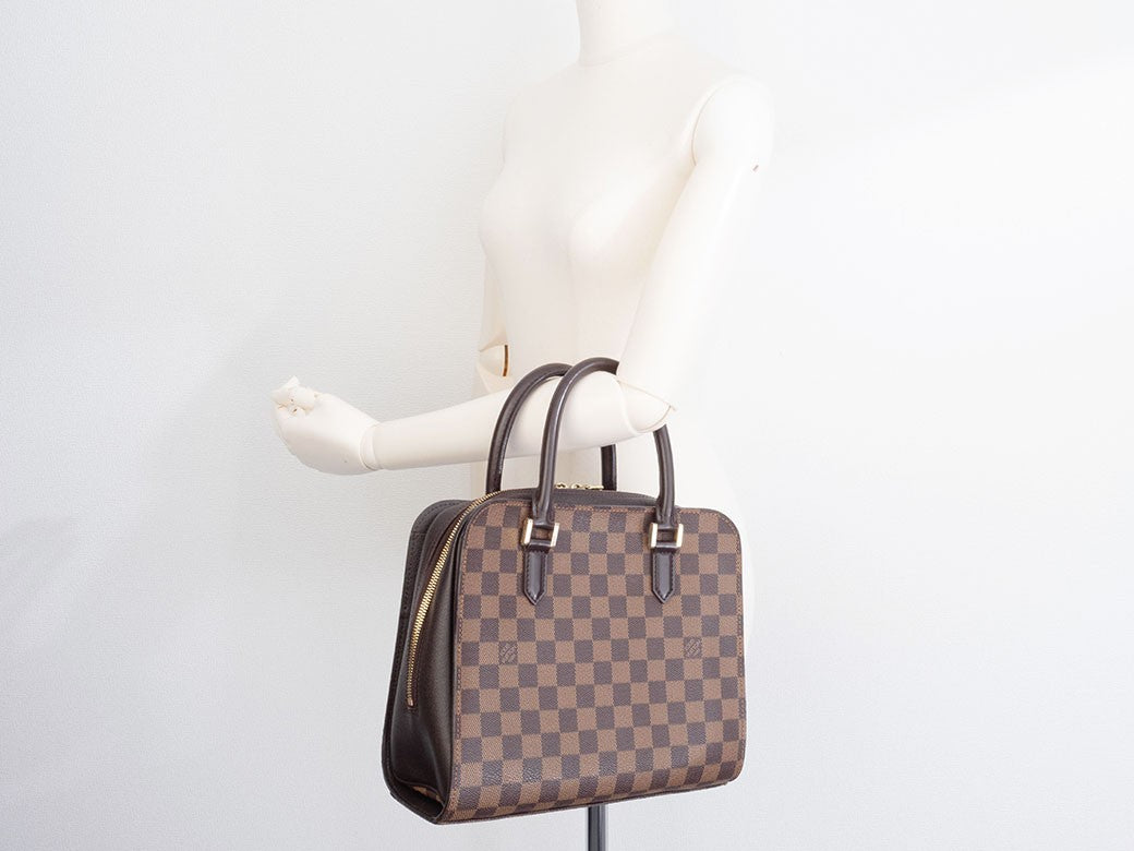 LOUIS VUITTON Triana N51155 Damier Ebene Canvas Brown Handbag Tote bag Preowned10