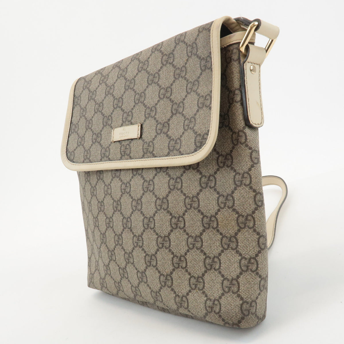 GUCCI GG Supreme Canvas Leather Beige Ivory Crossbody Shoulder Bag Preowned2