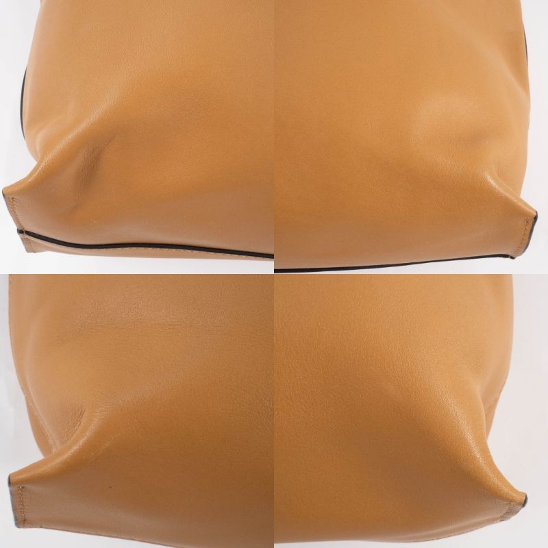 LOEWE Lazo Tote Bag Camel Brown Leather Large A4 Shoulder Bag Preowned Auth17