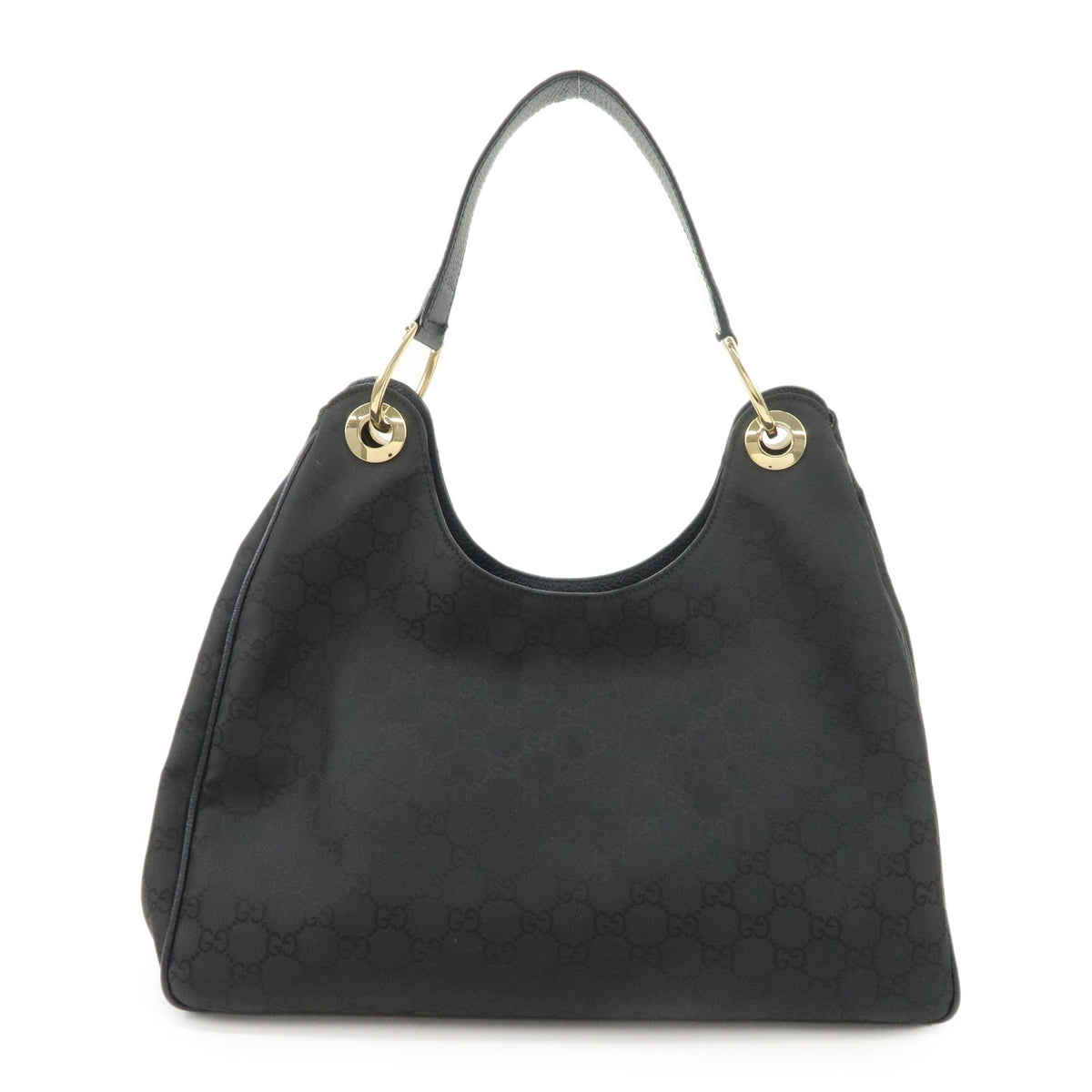 GUCCI GG Nylon Leather Shoulder Bag Hand Bag Black 257268 Authentic Used F/S0