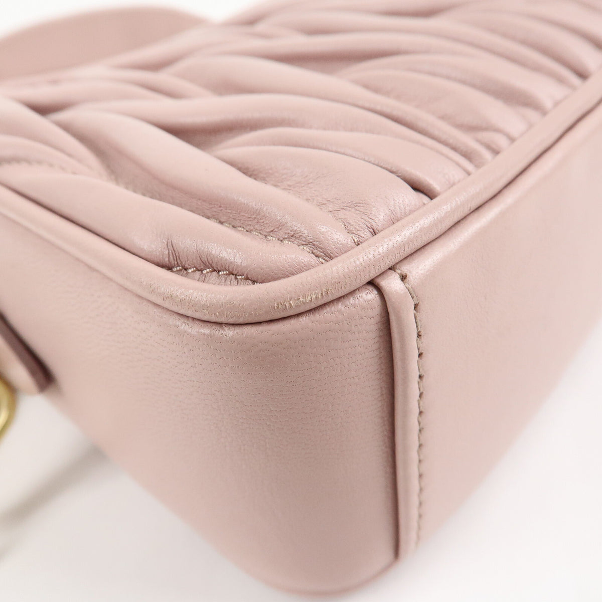 MIU MIU Matelasse Leather Chain Crossbody Shoulder Bag Pink Beige Preowned Auth13