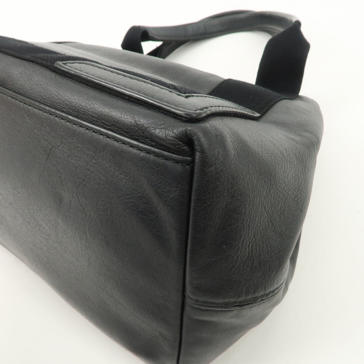 BALENCIAGA Leather Navy Cabas S Tote Bag Hand Bag Black 339933 Auth Used F/S12