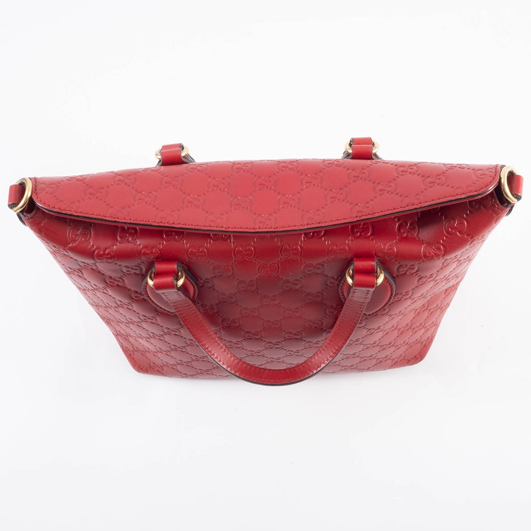 GUCCI Guccissima Leather Convertible Crossbody Shoulder Bag Tote Red Preowned10