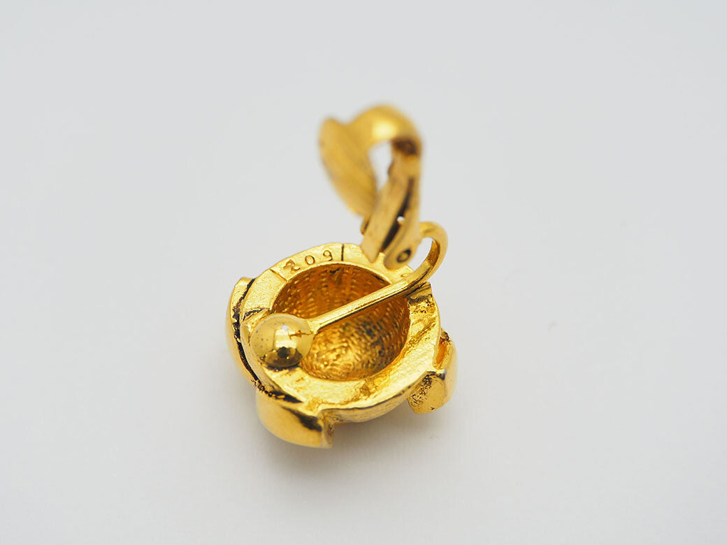CHANEL Vintage Coco Earrings Gold Ladies Round Round Coco Mark Preowned Auth8
