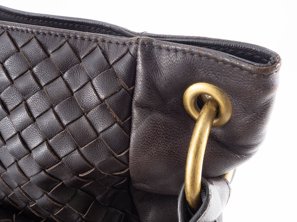 BOTTEGA VENETA Intrecciato Crossbody Shoulder Bag Dark Brown Leather Preowned21