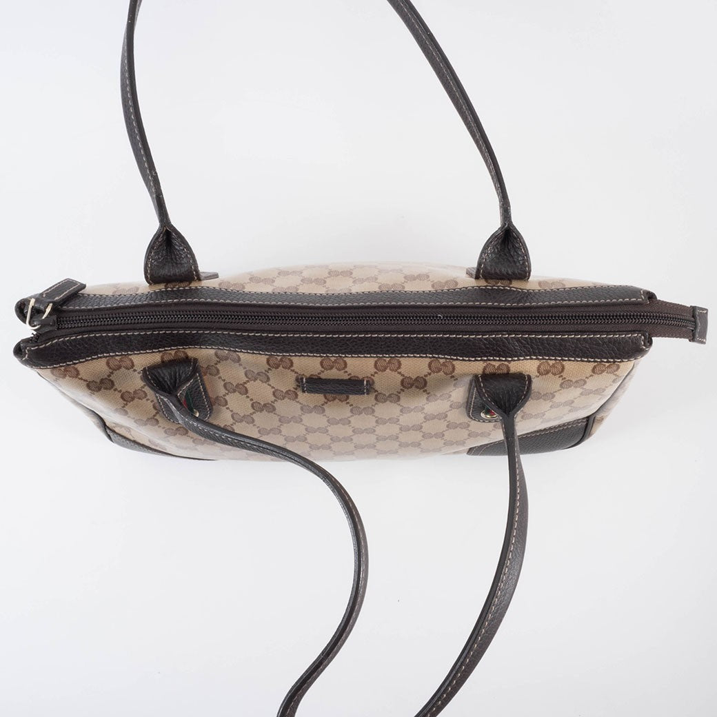 GUCCI GG Crystal Shoulder Tote Bag Sherry Line Web Beige Brown 293599 Preowned6