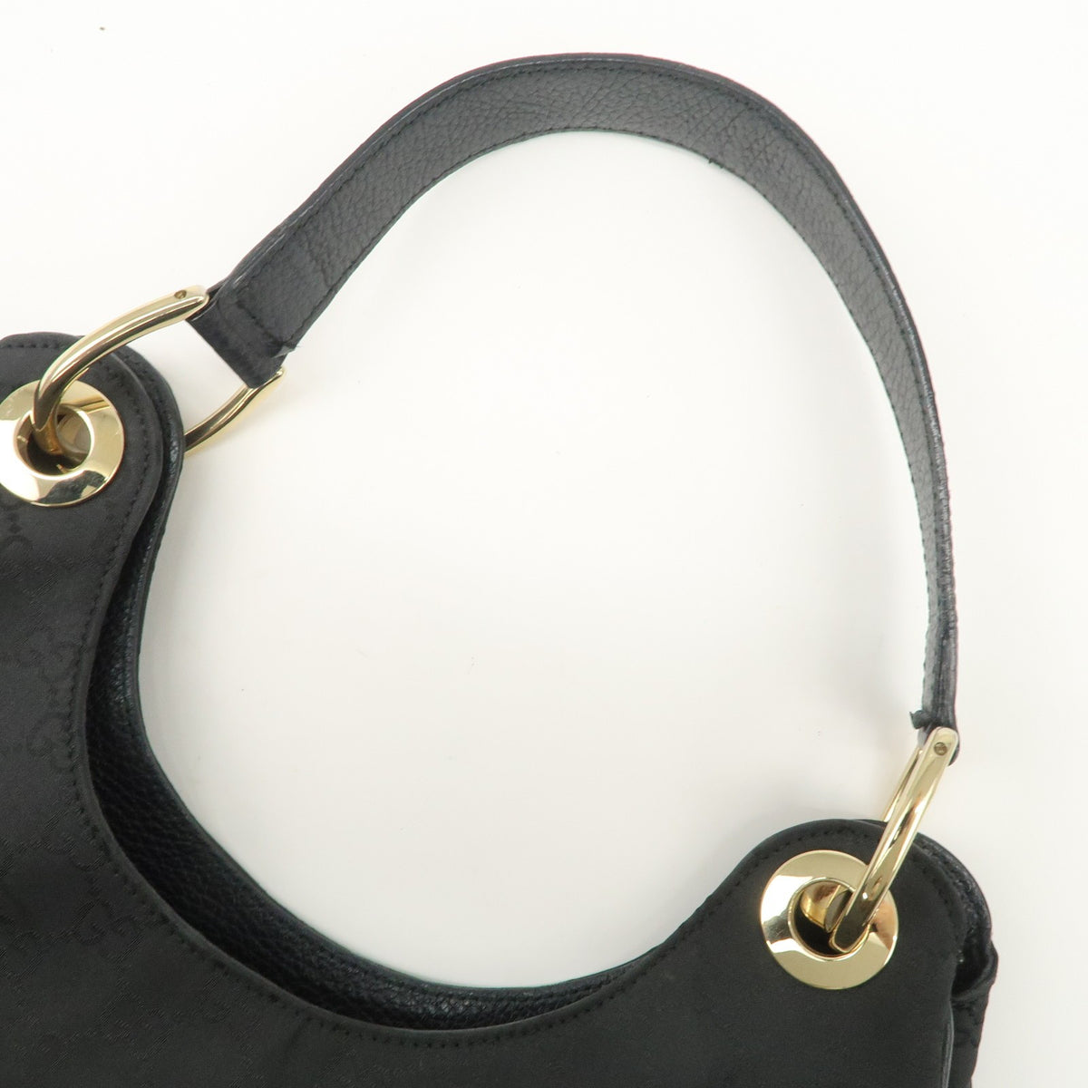 GUCCI GG Nylon Leather Shoulder Bag Hand Bag Black 257268 Authentic Used F/S6