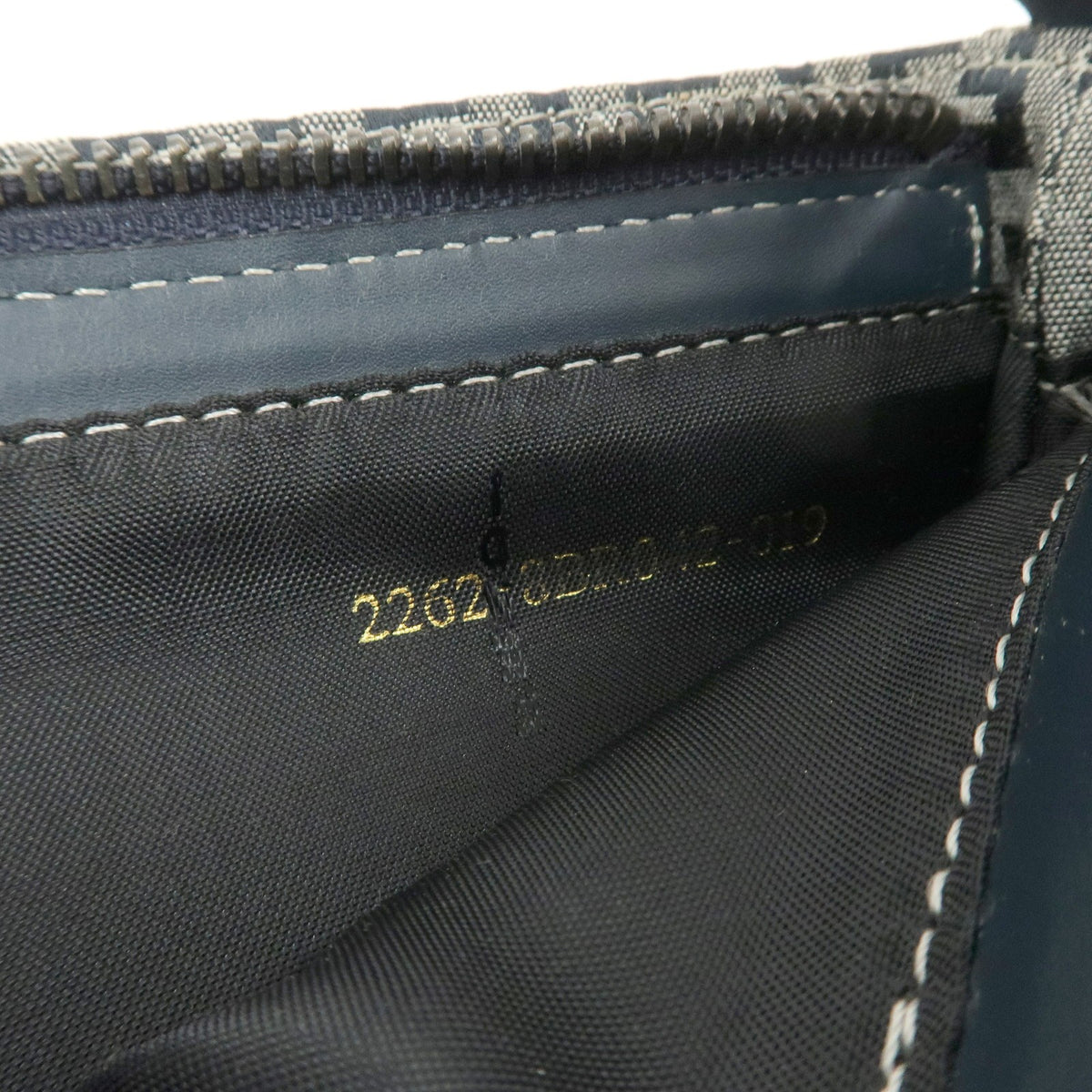 FENDI Zucchino Canvas Leather Shoulder Bag Navy Blue Logo 8BR042 Preowned Auth21