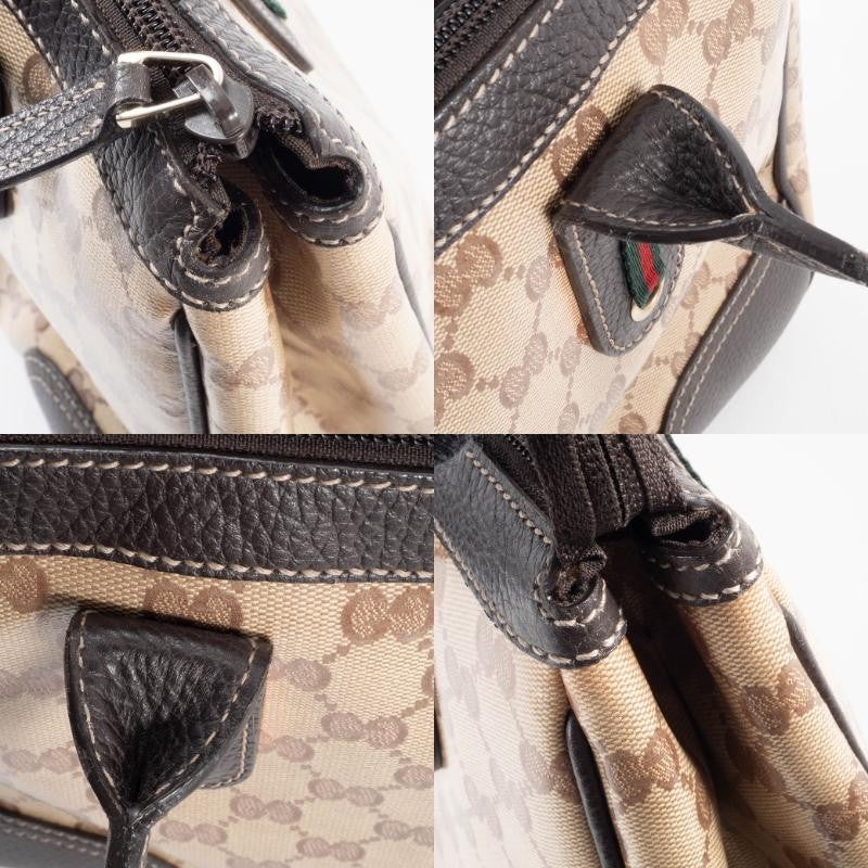 GUCCI GG Crystal Shoulder Tote Bag Sherry Line Web Beige Brown 293599 Preowned13