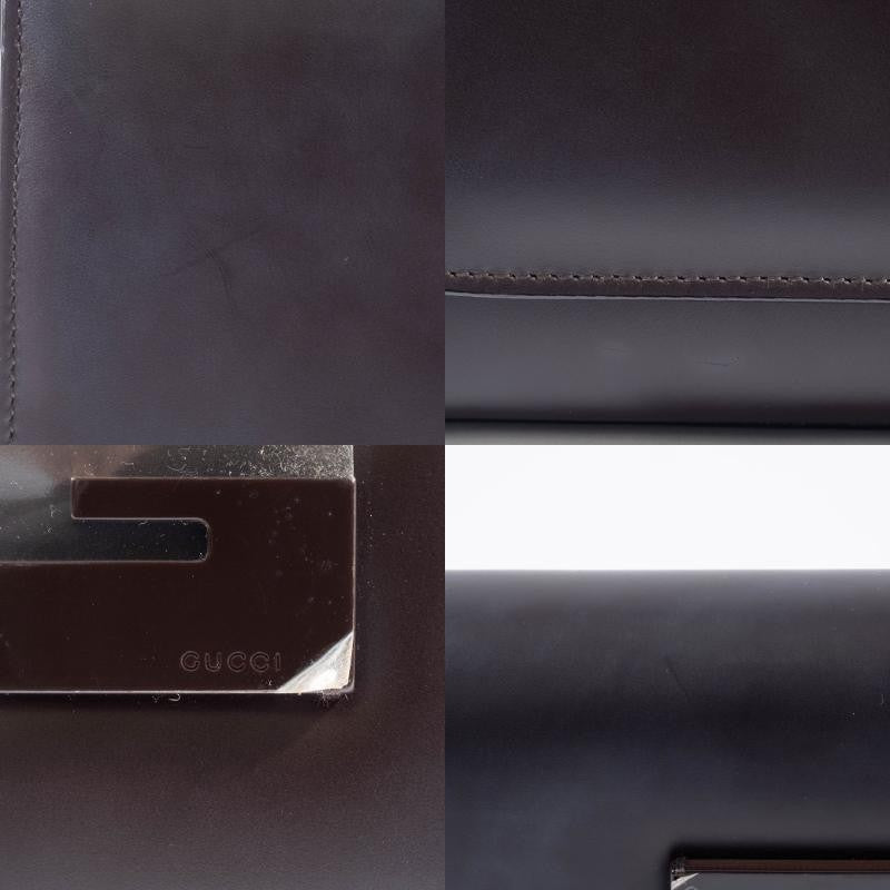 GUCCI Old Gucci Underarm Shoulder Bag Dark Brown Leather Vintage Preowned Auth15