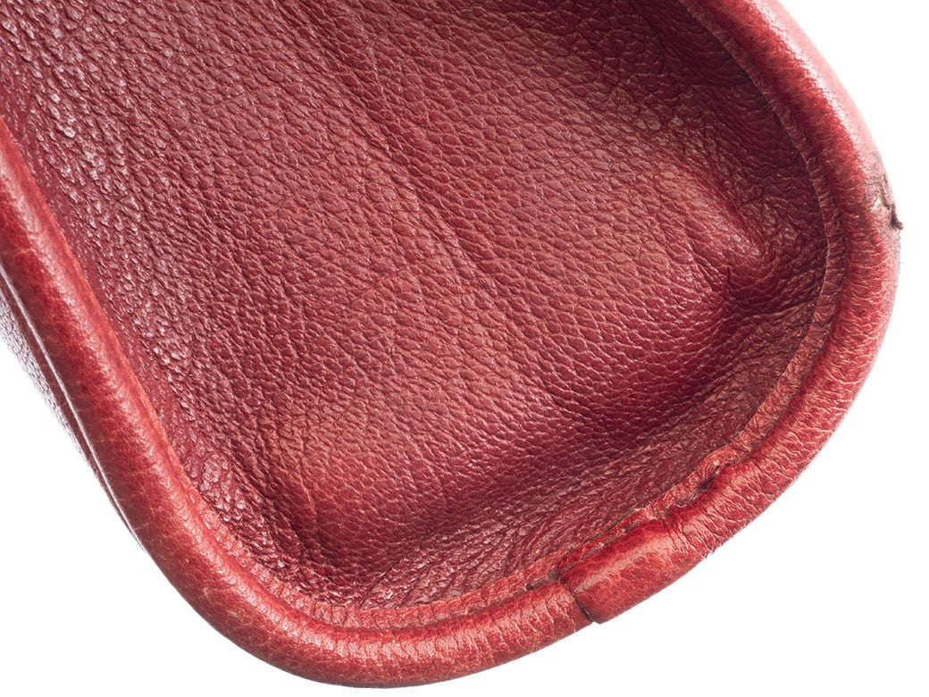 Christian Dior Womens Shoulder Bag Bordeaux Leather Vintage Preowned Auth9