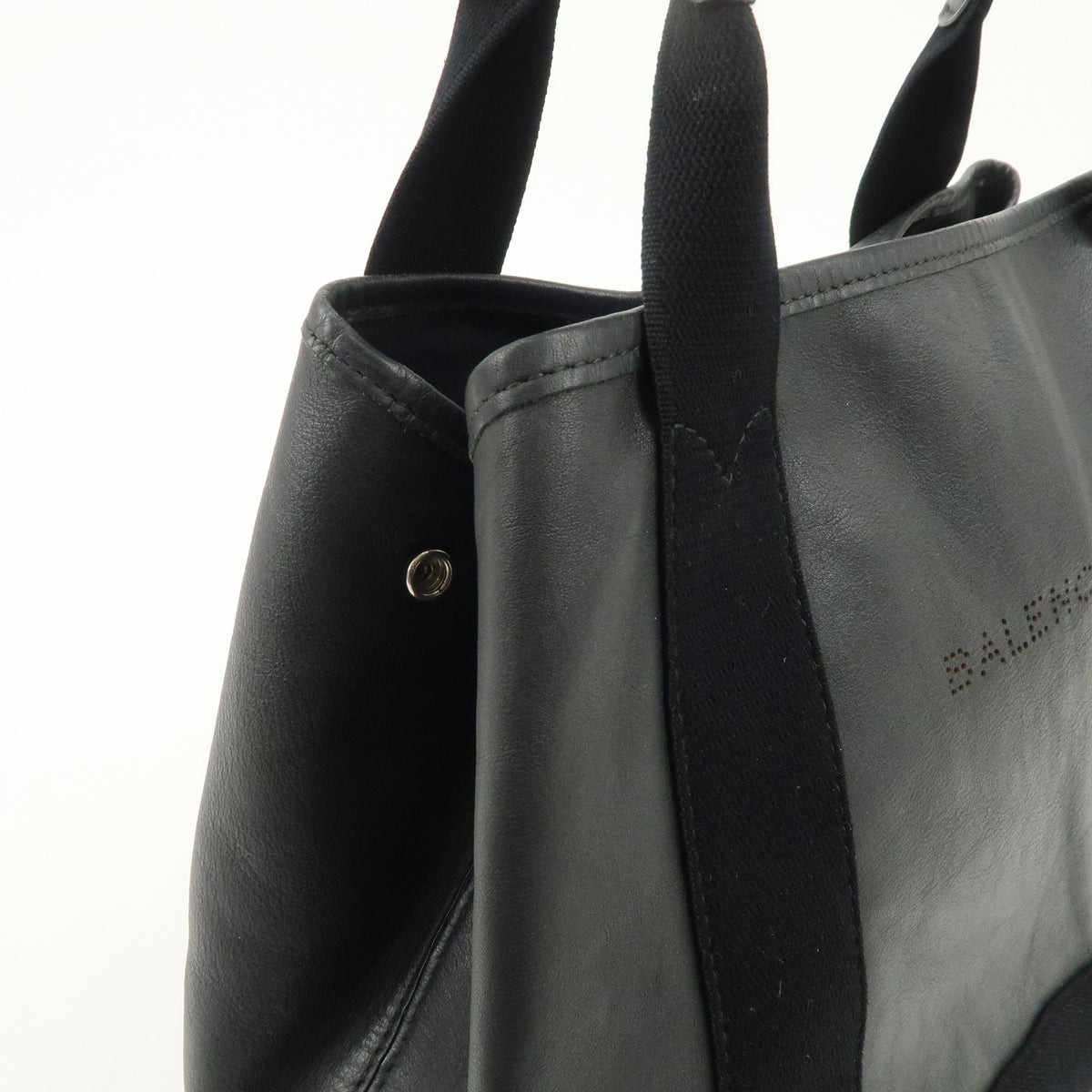 BALENCIAGA Leather Navy Cabas S Tote Bag Hand Bag Black 339933 Auth Used F/S13