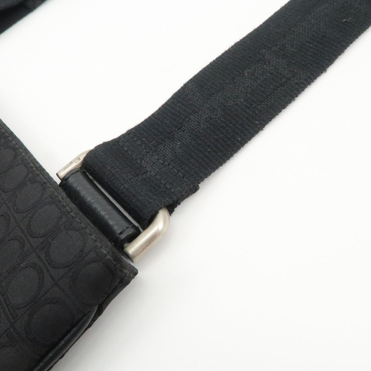 Ferragamo Gancini Canvas Shoulder Bag Black Silver HDW Authentic Used F/S9