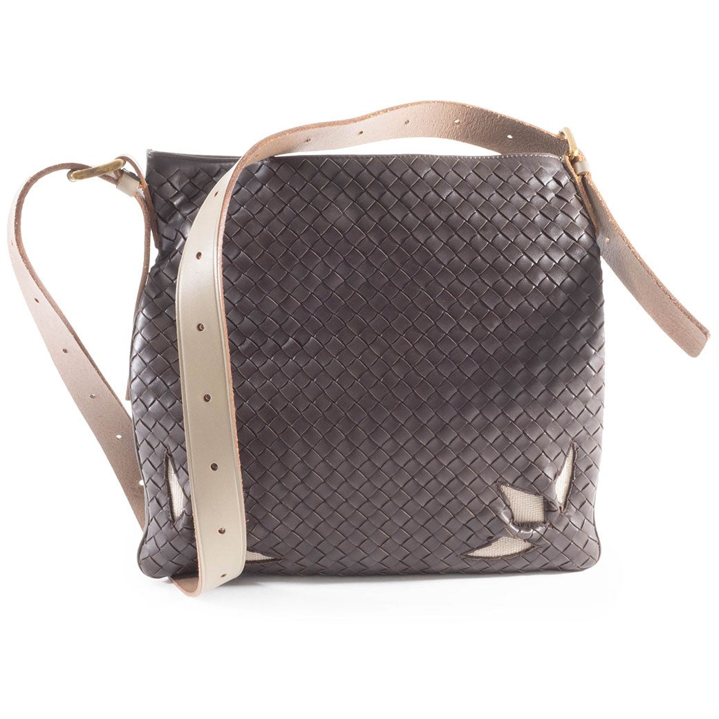BOTTEGA VENETA Intrecciato Dark Brown Leather Crossbody Shoulder Bag Preowned0