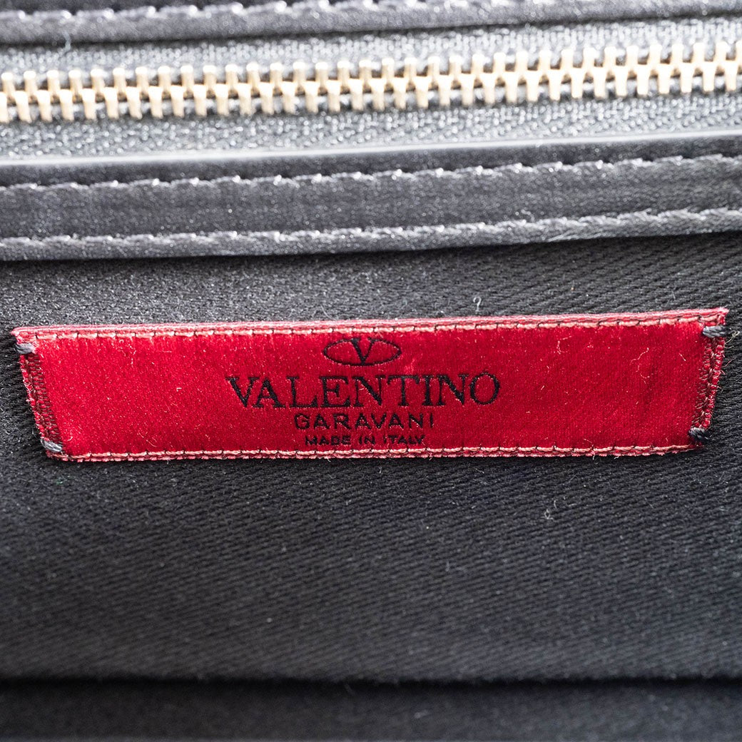 Valentino Garavani Rockstud Chain Shoulder Bag Black Leather Preowned Auth16