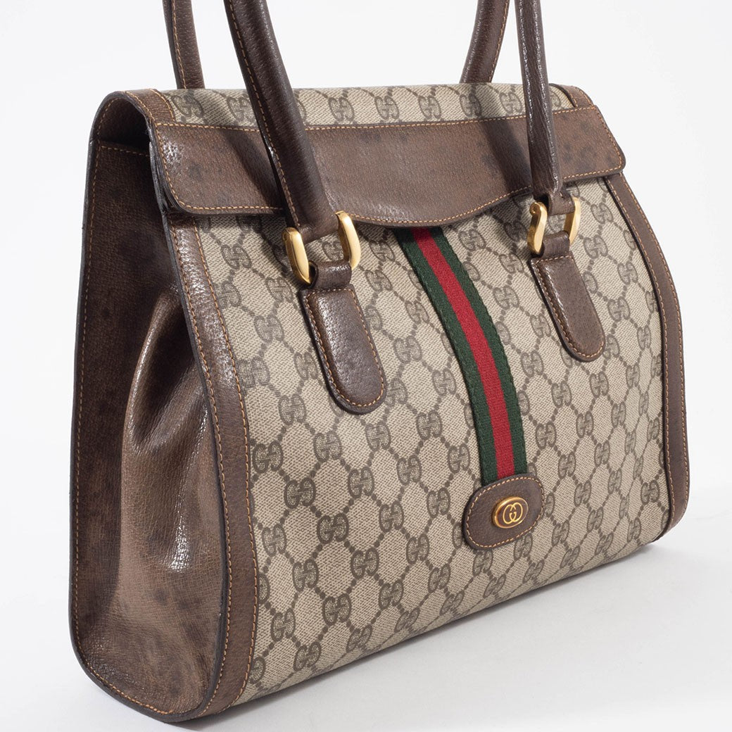GUCCI Old Gucci Web Line Sherry Handbag Shoulder Interlocking Preowned Auth2