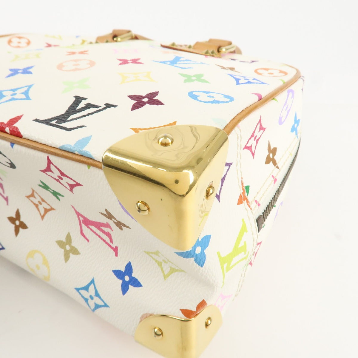 Louis Vuitton Monogram Multicolor Trouville Hand Bag Blanc M92662 Auth Used F/S13