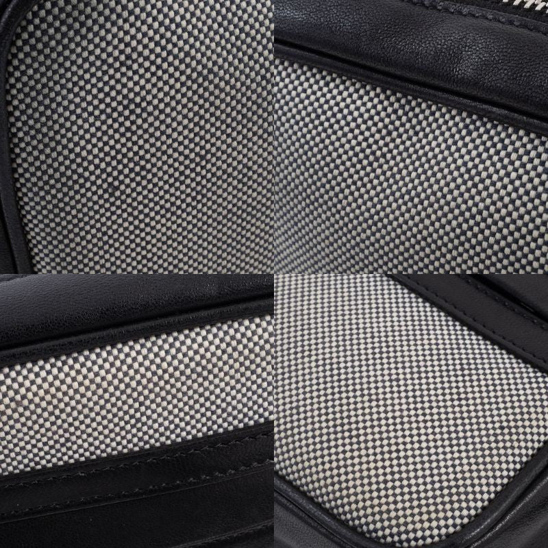 SAINT LAURENT Camp Camera Bag Canvas Leather Black Crossbody 647179 Preowned17