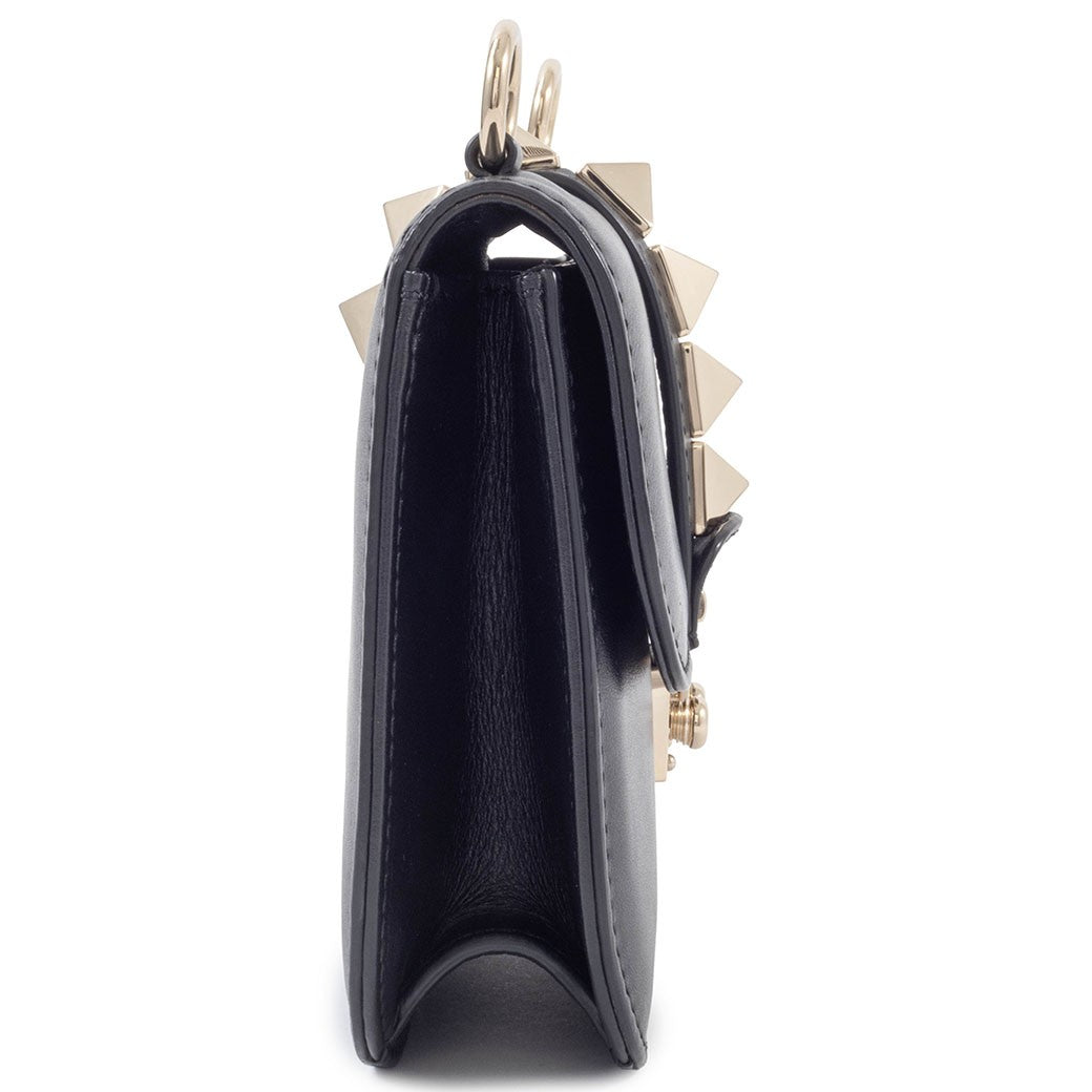 Valentino Garavani Rockstud Chain Shoulder Bag Black Leather Preowned Auth7