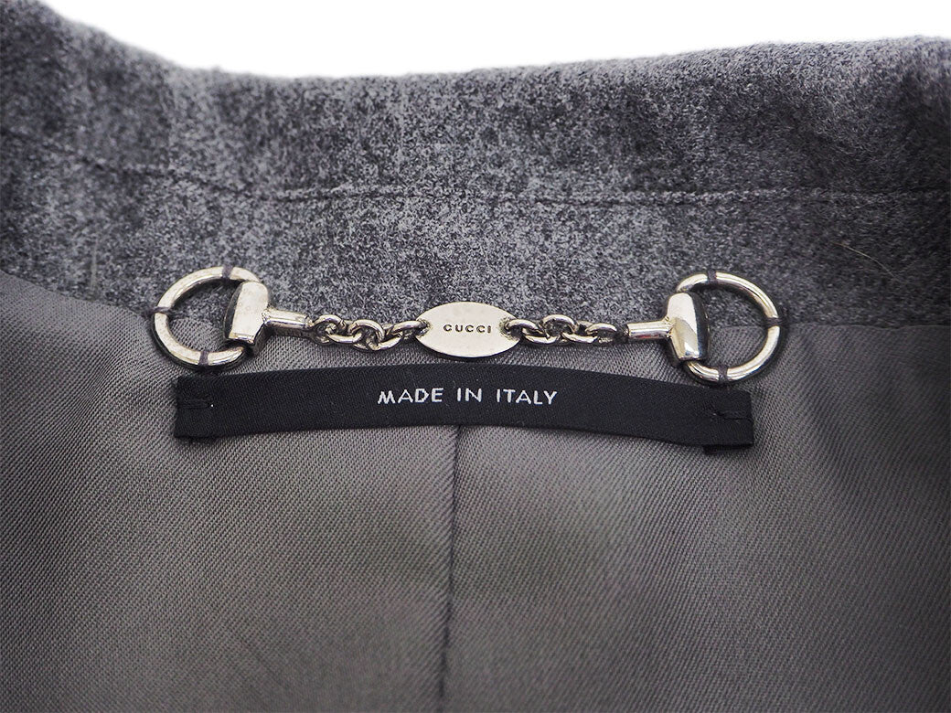 GUCCI Wool Cashmere Tailored Jacket 38 (XXS) Gray Ladies Autumn Winter Reuse8