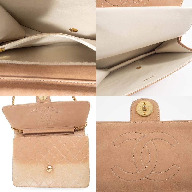 CHANEL Matelasse Womens Chain Shoulder Bag Beige Leather Vintage Preowned16