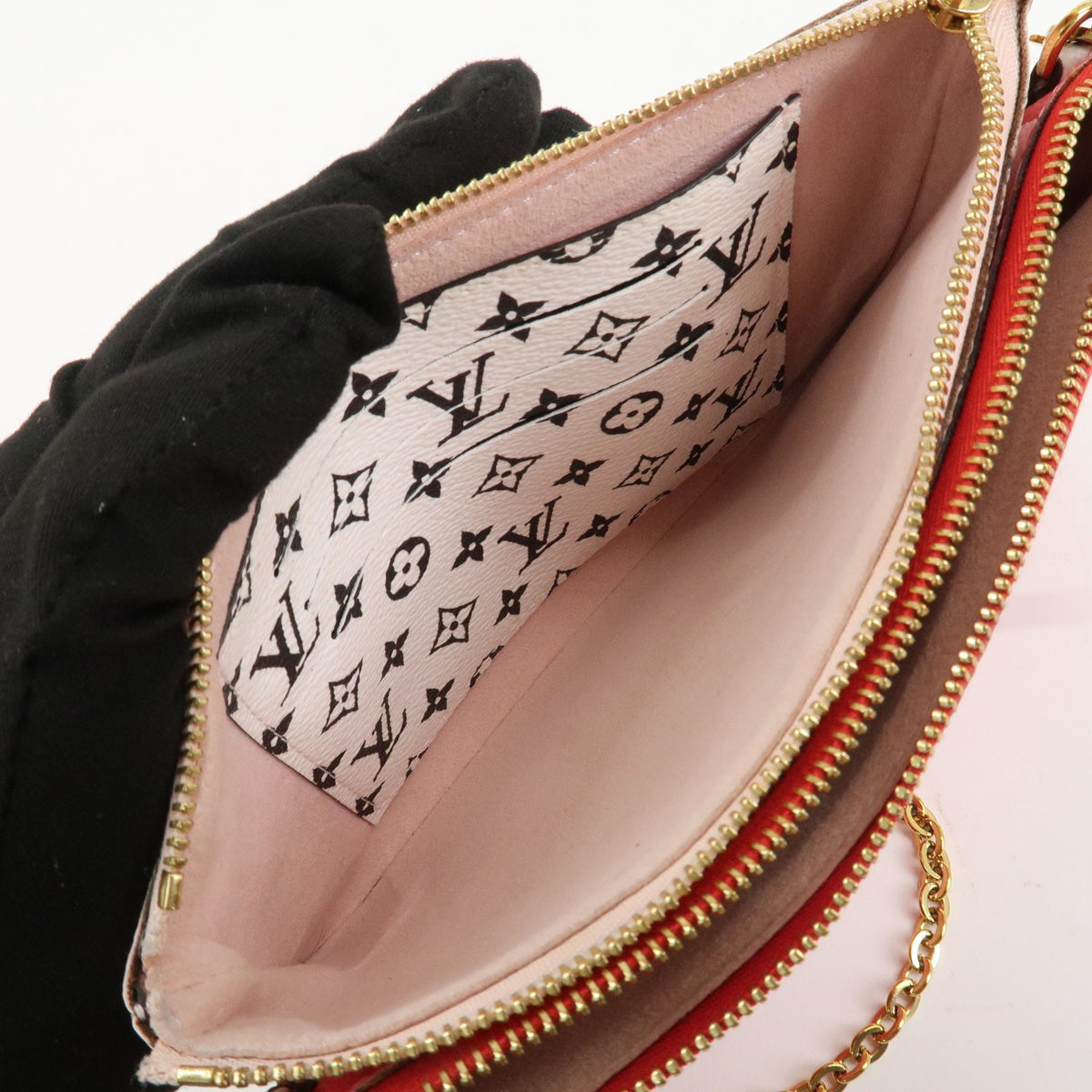 Louis Vuitton Monogram Giant Pochette Double Zip Pouch Rouge M67561 Used F/S16