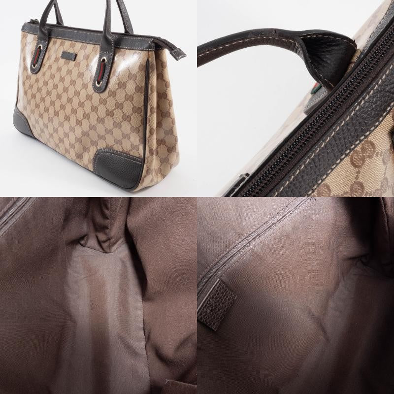GUCCI GG Crystal Shoulder Tote Bag Sherry Line Web Beige Brown 293599 Preowned22