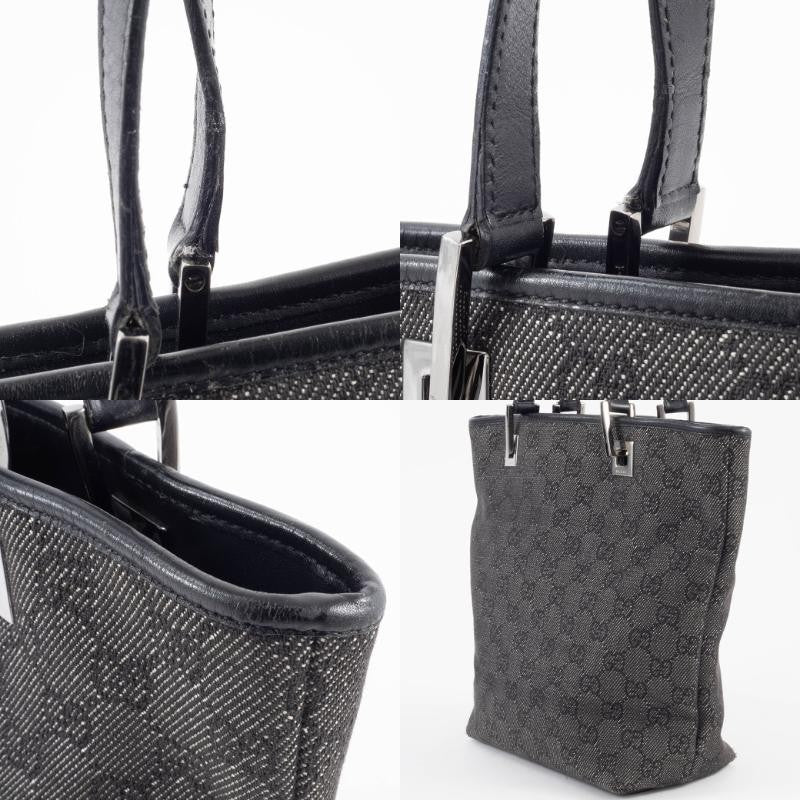 GUCCI GG Canvas Shoulder Tote Bag Underarm Gray Leather Handbag 31244 Preowned10