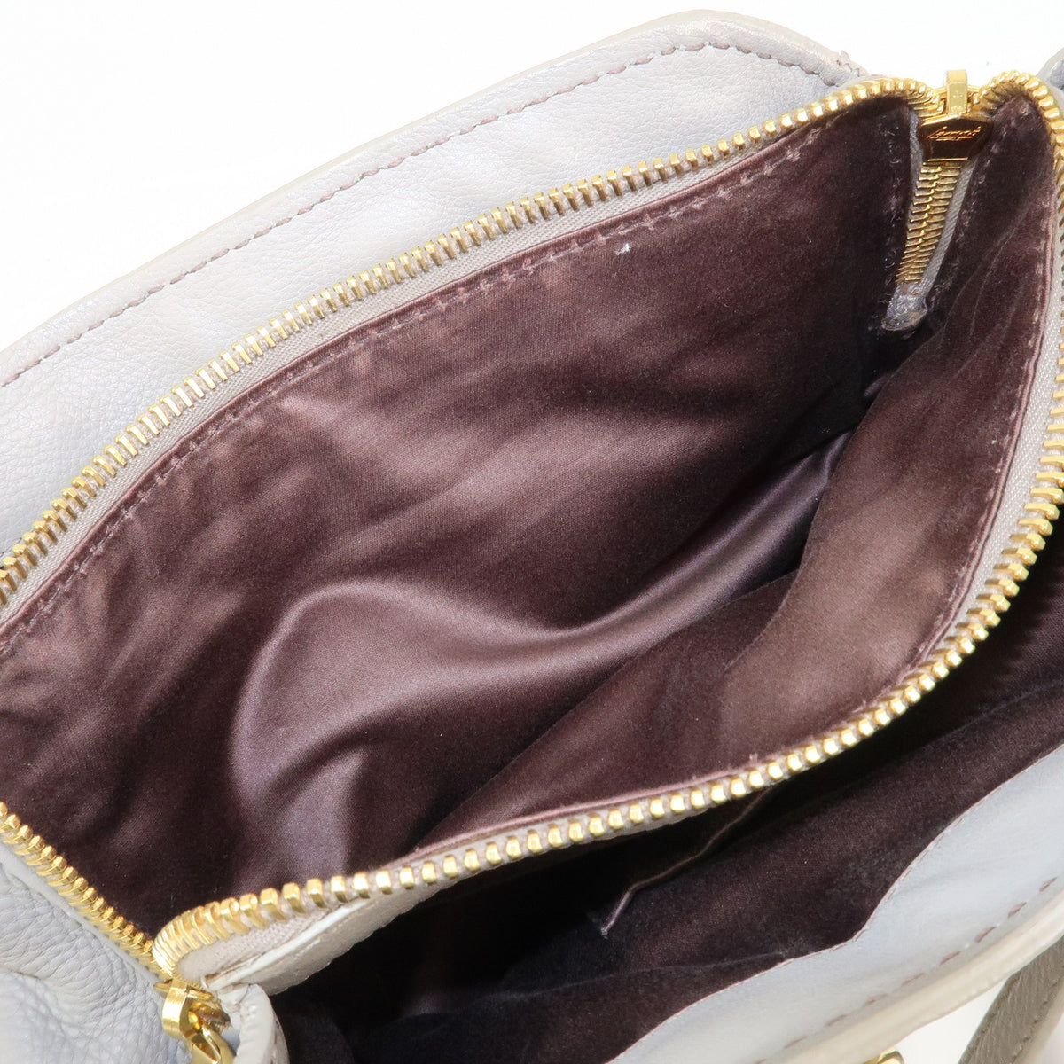 MIU MIU Handbag Logo Leather 2Way Bag Shoulder Bag Gray Authentic Used F/S22