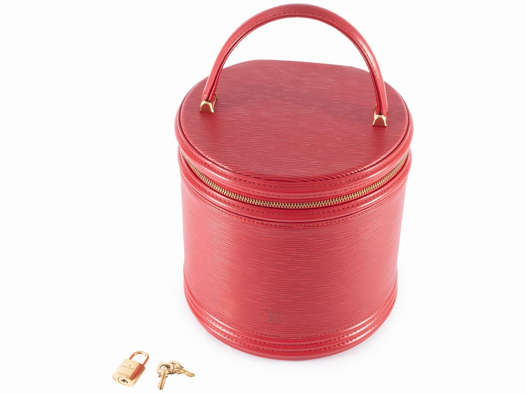 Auth Louis Vuitton Bag Cannes Vanity Bag Epi Castilian Red M48037 Reuse Used9