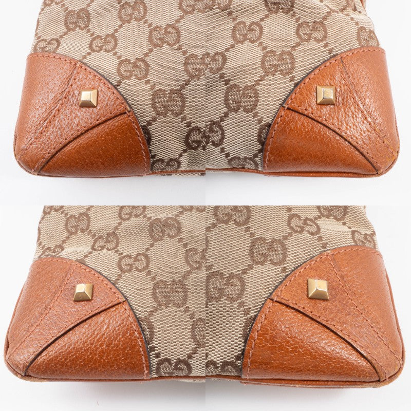 GUCCI GG Canvas Studded Beige Brown Crossbody Shoulder Bag 120894 Preowned Auth14