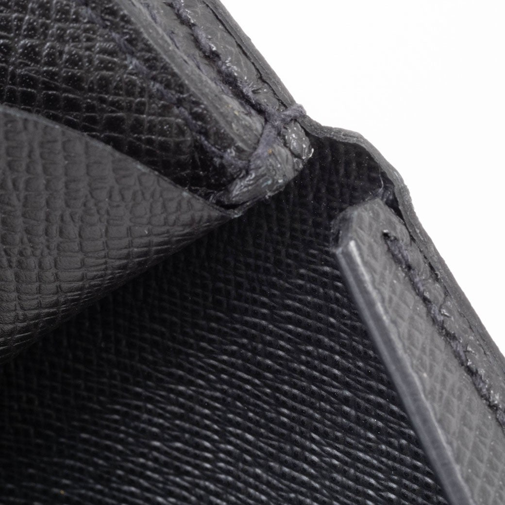 LOUIS VUITTON Porte Monnaie Cuvette Taiga Leather Black Coin Case Preowned Auth8